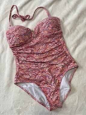 Helen Jon South Shore Alegra Ruched Retro One Piece Swimsuit M Beachwear